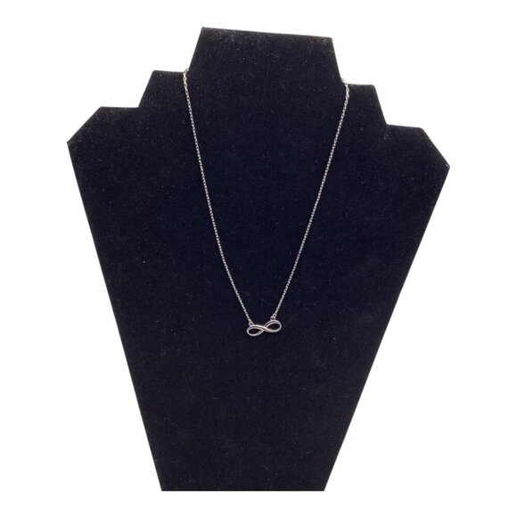 Sterling Silver Infinity Pendant Necklace With Heart Charm Extension - Picture 3 of 10